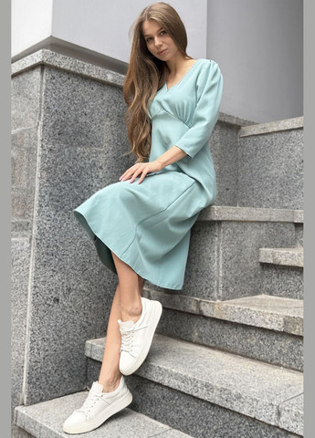 Бирюзовое повседневный платье с длинным рукавом (ll85320149) LadyLike