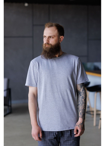 Пижама мужская футболка серый меланж + шорты HOMELY в клетку графит Handy Wear (337715532)