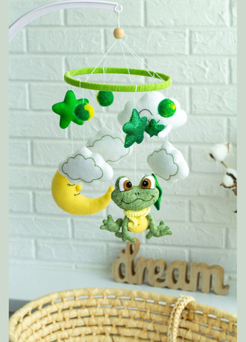 Дитячий мобіль на ліжечко для немовлят ручної роботи WooolyWool «Жабеня» No Brand (342758000)