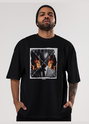 Черная мужская футболка оверсайз urban черная высокая плотность с длинным рукавом Mishe