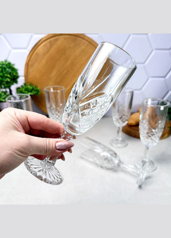 Набор бокалов для шампанского Орио, 6 шт, 190 мл, стекло, для посудомоечной машины No Brand (315633471)