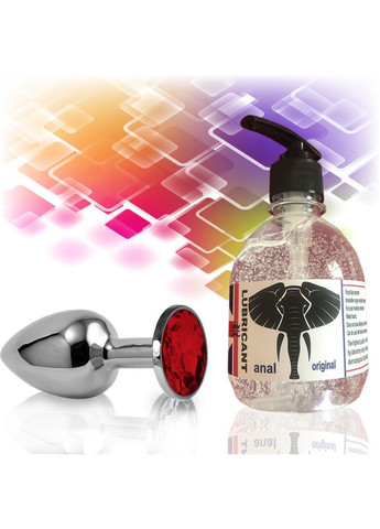 Анальна пробка S з синім каменем і лубрикант анальний 7.5*2.8 см No Brand (340914255)