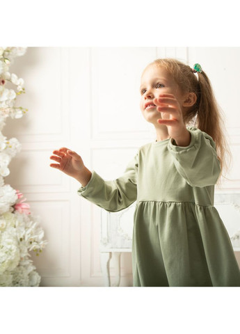 Оливковое платье с длинным рукавом для девочек трикотаж Trendy Tot (371262614)