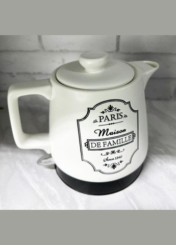 Керамічний електрочайник MR-072 Paris Maison De Famille Чорно-Білий 1л 1000 Вт Maestro (296925517)