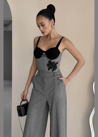 Стильные брюки серого цвета Jadone Fashion (315682231)