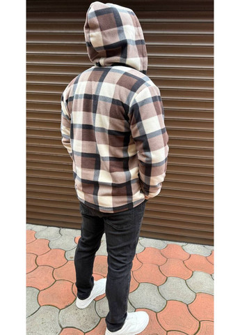 Сорочка 498 унісекс Фліс Полар Туреччина на хутрі махра,клітинка,з капюшоном на блискавці Україна (369099034)