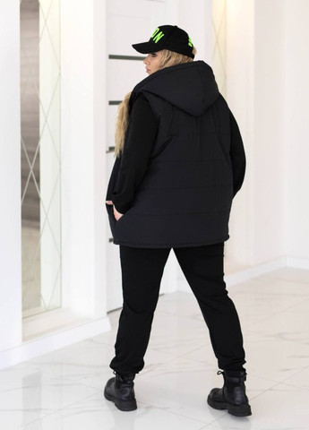 Женский костюм-тройка: свитшот, брюки и жилет из плащевки на силиконе Tik-Tak (340334345)