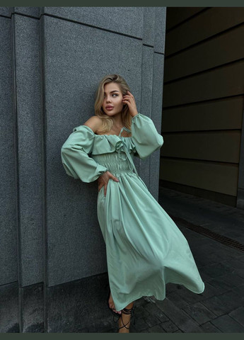 Оливковое кэжуал платье INLABEL однотонное