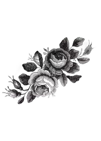Тимчасове тату-набір Чорні троянди 5в1 21х15 см, Fine Line, контурні (LZ452) LZ (366547068)