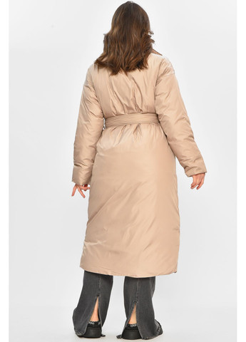 Бежевая зимняя куртка женская удлиненная зимняя бежевого цвета Let's Shop
