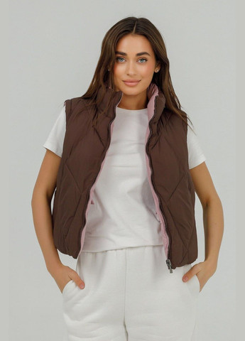Коричневая зимняя жилетка женская двусторонняя Lora