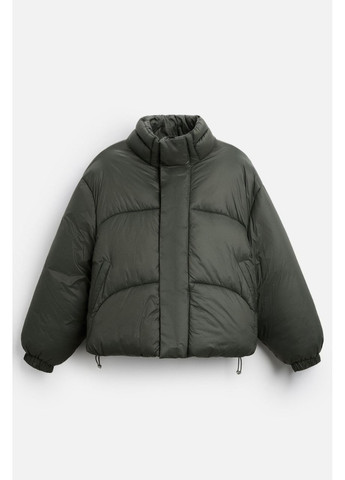 Оливкова (хакі) об'ємна дута куртка boxy fit Zara