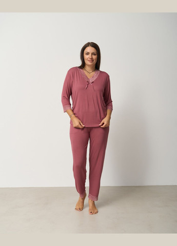 Бордова батальний однотонний комплект із штанами Nicoletta