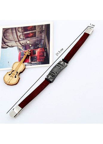 Шкіряний чоловічий браслет «Wolf» з металевою вставкою (коричневий) China (367623191)