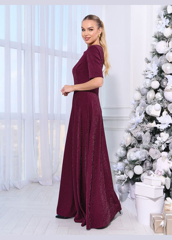 Бордовое коктейльное, праздничный, карнавальный, вечернее изящное праздничное платье с люрексом No Brand