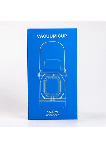Термос Vacuum Cup 1.5 літра з ремінцем і складною ручкою темно-синій HP-14-21BL Jooki (358705691)