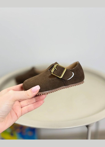 Коричневые туфли детские коричневые 1486 на липучке No Brand