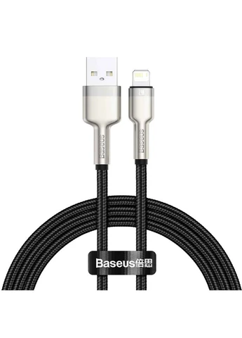 Кабель USB to Lightning Baseus Cafule 2.4A 2m нейлон чорний No Brand Cafule Series Metal Data Cable (402176878)