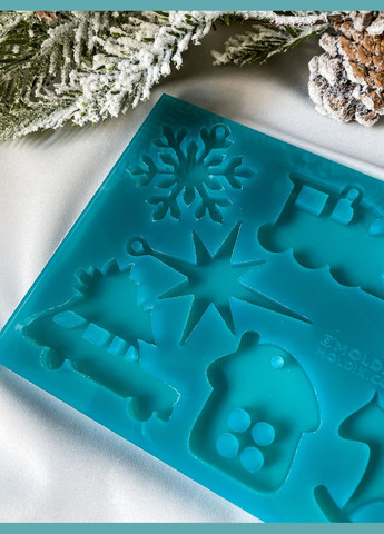 Новогодний набор №3 молд для 10 миниатюрных игрушек из эпоксидной смолы на елку силиконовая форма для смолы No Brand (370566774)