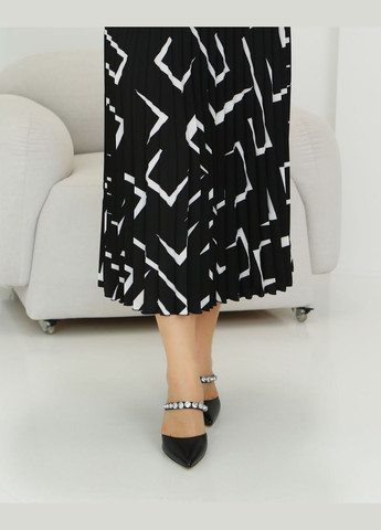 Черно-белая офисная однотонная плиссированная юбка 388ст черная No Brand плиссе