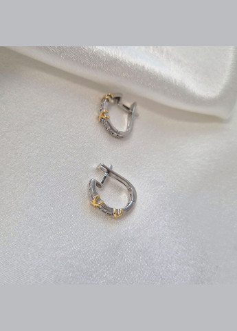 Срібні сережки Доріжка з Білими Каменями срібло 925 проби Позолота 6369/3 3.99г No Brand (331148476)