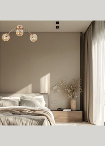 Стельова люстра з 3 плафонами-кулями (52-9907-3 GOLD+BR) No Brand (370069525)