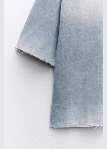 Джинсовая футболка оверсайз деним Zara - (322640410)
