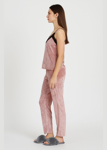 Персиковая женская пиджама велюровая брюки и майка персик Modashoping