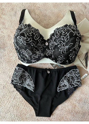 Чорний жіноча нижня білизна комплект чорний з білим Lanny Mode