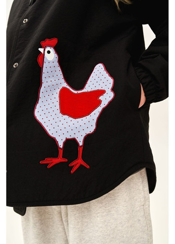 Черная демисезонная жакет с аппликацией "курочки" SYNONYMS