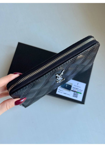 Гаманець жіночий великий Yves Saint Laurent Wallet Black/Silver кошельок чорний Ів Сен Лоран YSL портмоне No Brand (368672134)