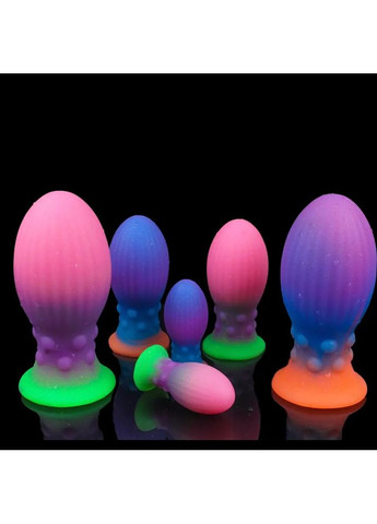 Анальний корок GLOW-Plug 3,8 см силіконовий на присосці фосфорний світить різні кольори No Brand (303909407)