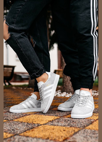 Серые демисезонные кроссовки мужские adidas Gazelle Grey