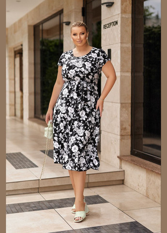 Черно-белое легкое волшебное платье 🌸 софт принт No Brand