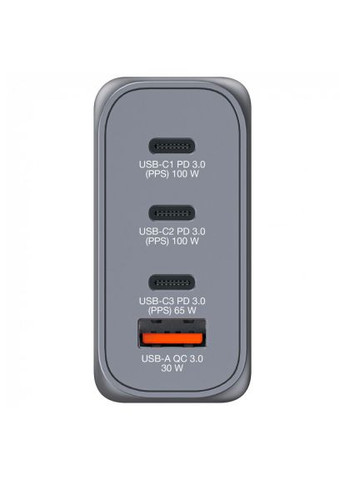 Зарядний пристрій GaN 100 W 4 ports (2xUSB-C-100 W,USB-C 65 W /USB-A -3.0) (32202) Verbatim GaN 100 W 4 ports (2xUSB-C-100 W, USB-C 65 W /USB-A (369880424)