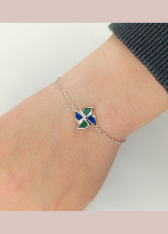 Браслет срібний з лазуритом і малахітом В5366G Shatlen Браслет (338624533)