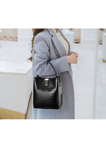 Женская сумочка под рептилию на плечо экокожа черная ProDobro (363222485)