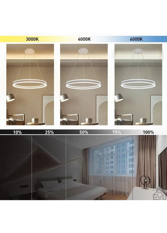 Смарт люстра керована світлодіодна підвісна STELLA R 96 Вт 600x1200 мм Біла ESLLSE (365650653)