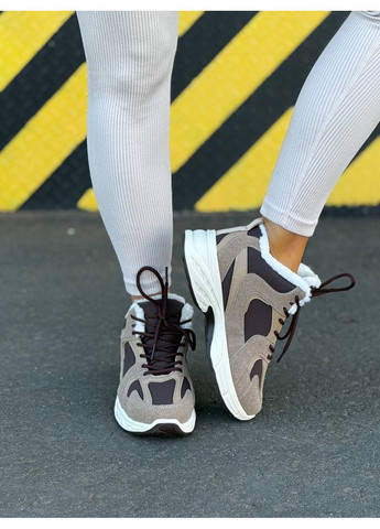 Кроссовки женские зимние No Brand кофейные зима (365751855)