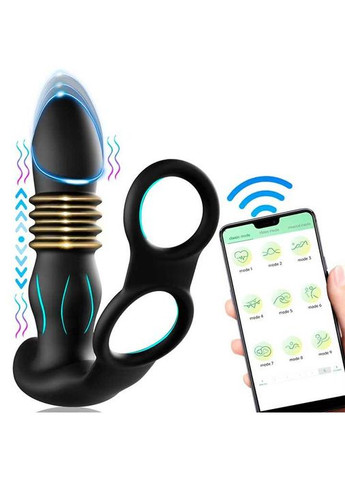 Смарт анальний вібратор, масажер простати з ерекційними кільцями на пініс і поступальними рухами No Brand (366817689)
