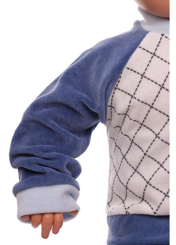 Синий зимний костюм с длинным рукавом для мальчика велюровый ml синий 68 см (26662) BABYKROHA