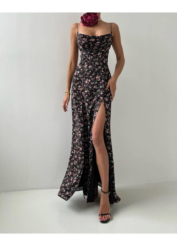 Чорна вечірня жіноча вечірня сукня в чорному кольор з відкритою спиною, з відкритими плечима Україна однотонна