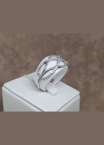 Срібне кільце з керамікою і фіанітами. С1163Б Aurora (315922365)