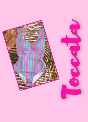 Розовый купальник сплошной розовый в полоску angela psw/1 Toccata