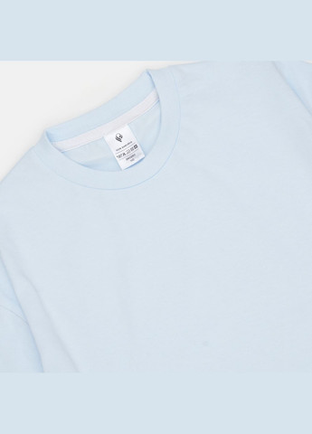 Голубая демисезонная детская однотонная футболка-оверсайз Роза