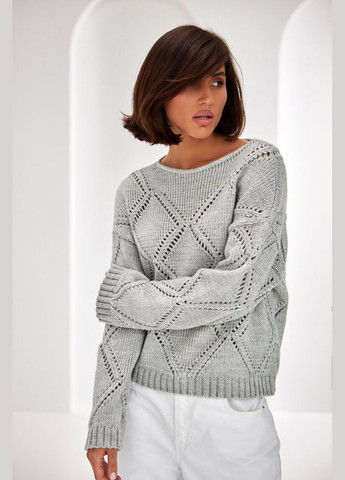 Сірий демісезонний жіночий джемпер з італійської вовняної пряжі (2538) Triko Bakh