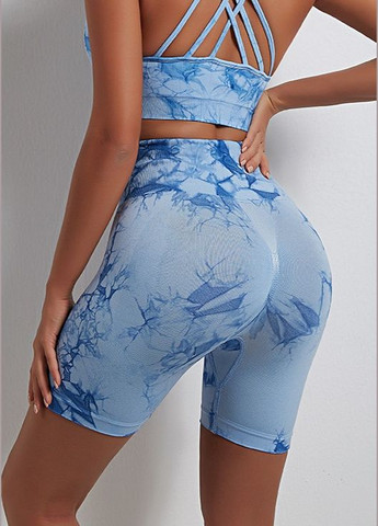 Женские шорты для фитнеса с пуш ап эффектом спортивные велосипедки тай-дай с высокой талией утягивающие No Brand (329201990)