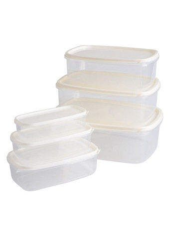 Контейнер пл. 0496 LIGHT CREAM / НАБ./прям./0.3/0.5/0.85/1.35/2/3.1л (0496 LIGHT CREAM прям. наб. LARGE) Violet House (365278080)