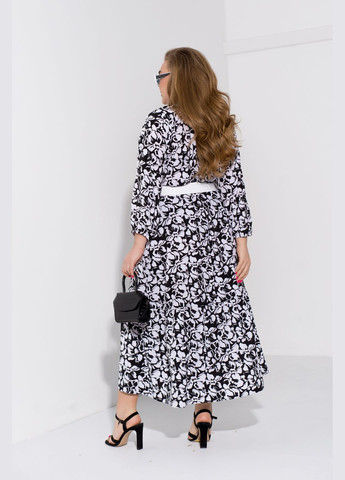 Черное кэжуал трендовое платье колокол No Brand с цветочным принтом