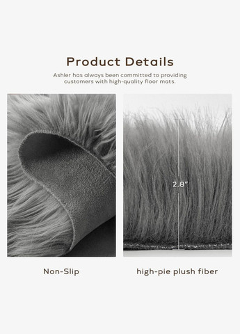 Ковер с длинным ворсом плюшевый 60х90 Графит (П4К-am-kovr-mishka-003) No Brand (323160676)